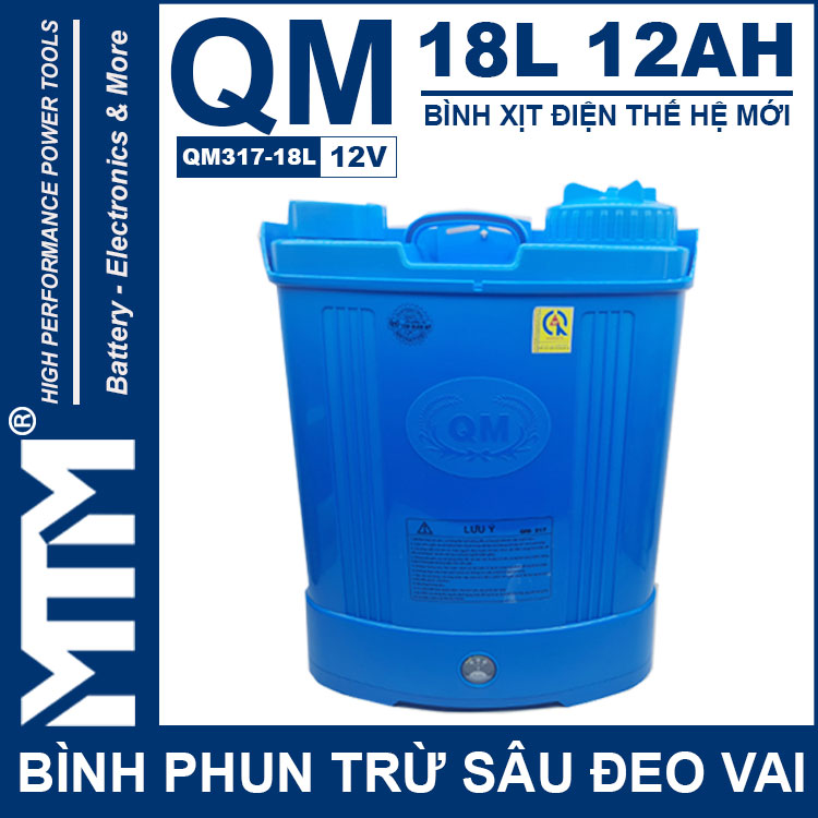 Binh Phun Thuoc Tru Sau Deo Vai 18L 12V 12Ah Tan Quan My QM317 18L Binh Chua