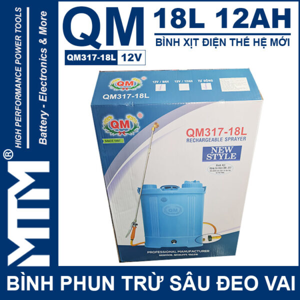 Binh Phun Thuoc Tru Sau Deo Vai 18L 12V 12Ah Tan Quan My QM317 18L Chinh Hang