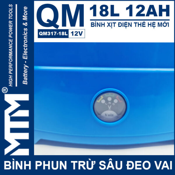 Binh Phun Thuoc Tru Sau Deo Vai 18L 12V 12Ah Tan Quan My QM317 18L Dong Ho Bao