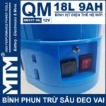 Binh Phun Thuoc Tru Sau Deo Vai 18L 12V 9Ah Tan Quan My QM317 18L Dieu Chinh