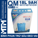 Binh Phun Thuoc Tru Sau Deo Vai 18L 12V 9Ah Tan Quan My QM317 18L Thung