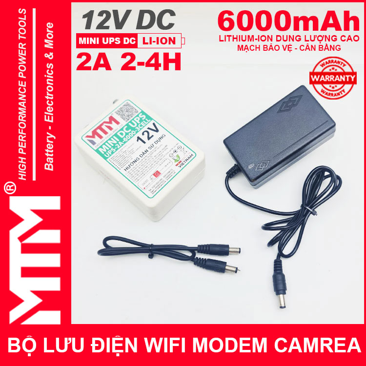 Bo Nguon Du Phong Wifi Modem Camera 12V 2A 6000mah UPS DC 12V Chinh Hang