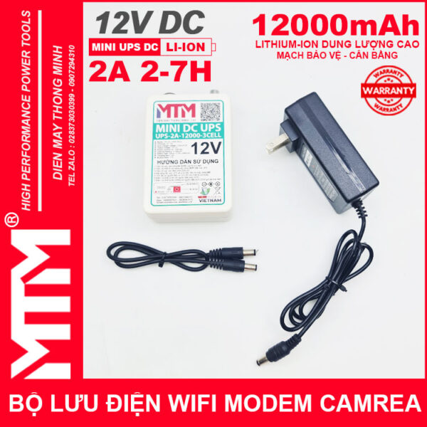 Bo Nguon Du Phong Wifi Modem Camera 12V 2A 12000mah UPS DC 12V Chinh Hang