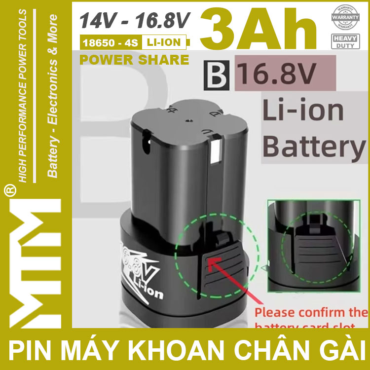 Pin May Khoan Van Vit Thiet Bi 16V 3000mah 4S Chan Gai MTM 3ah 4 Cell