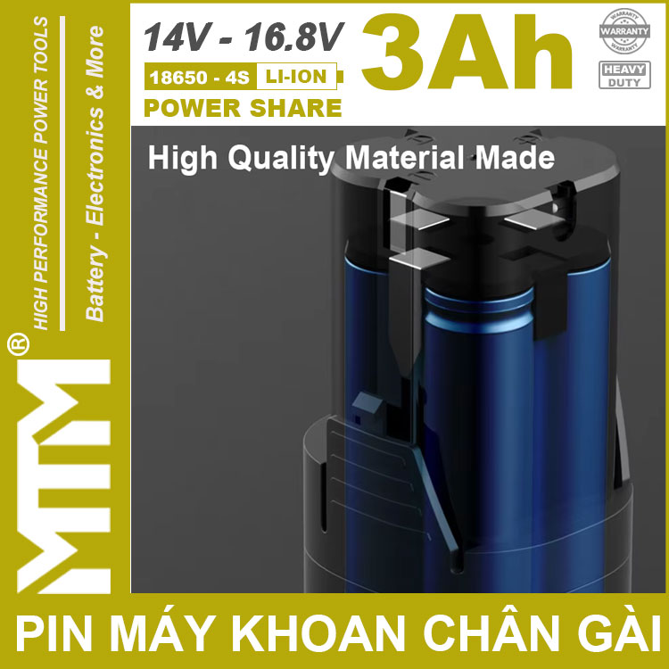 Pin May Khoan Van Vit Thiet Bi 16V 3000mah 4S Chan Gai MTM 4 Cell