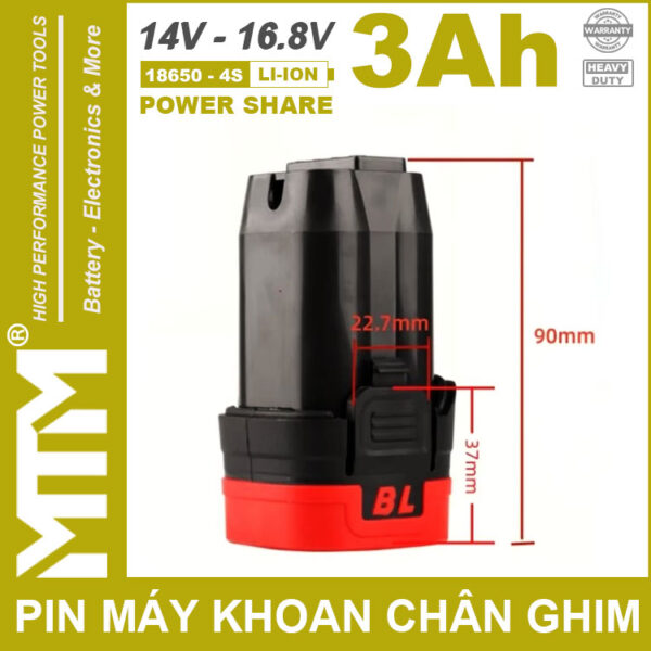 Pin May Khoan Van Vit Thiet Bi 16V 3000mah 4S Chan Ghim MTM Kich Thuoc