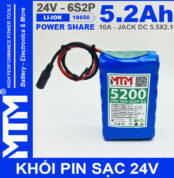 Pin 24V 10A 6S2P 18650 MTM 5200mah