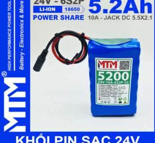 Pin 24V 10A 6S2P 18650 MTM 5200mah