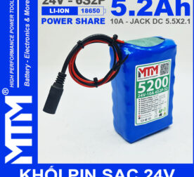 Pin 24V 10A 6S2P 18650 MTM 5200mah Gia Re Chat Luong Cao