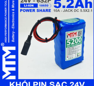 Pin 24V 10A 6S2P 18650 MTM 5200mah Gia Re Chat Luong Cao