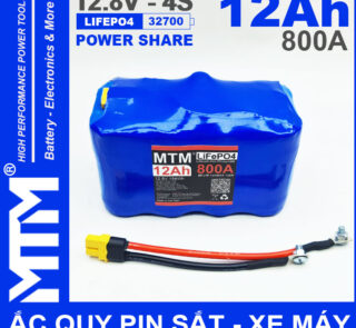Ac Quy Pin Kich Khoi Dong Xe May 12V 640A 12Ah Jack XT60 MTM