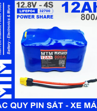 Ac Quy Pin Kich Khoi Dong Xe May 12V 640A 12Ah Jack XT60 MTM