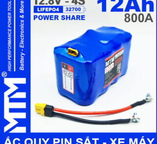 Ac Quy Pin Kich Khoi Dong Xe May 12V 640A 12Ah Jack XT60 MTM Cao Cap Chinh Hang Gia Re