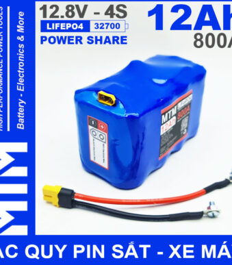 Ac Quy Pin Kich Khoi Dong Xe May 12V 640A 12Ah Jack XT60 MTM Cao Cap Chinh Hang Gia Re