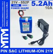 Khoi Pin 21V 5200mAh 10A 5S2P MTM Kem Sac