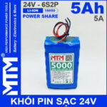 Pin 24V 5A 6S2P 18650 MTM 5000mah
