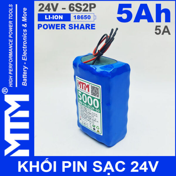 Pin 24V 5A 6S2P 18650 MTM 5000mah Gia Re