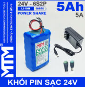 Pin 24V 5A 6S2P 18650 MTM 5000mah Kem Sac
