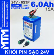 Pin 24V 6Ah 15A 6S2P 18650 MTM 6000mah