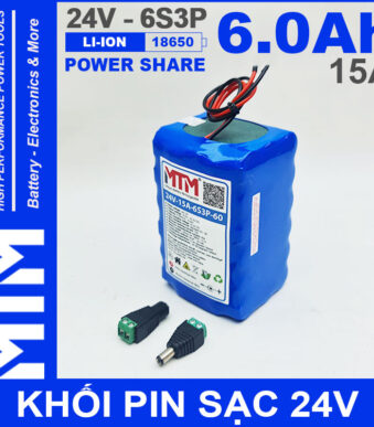 Pin 24V 6Ah 15A 6S2P 18650 MTM 6000mah