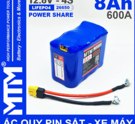 Ban Ac Quy Pin Kich Khoi Dong Xe May 12V 540A 8Ah Jack XT60 MTM