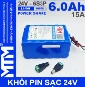 Gia Ban Pin 24V 6Ah 15A 6S2P 18650 MTM 6000mah