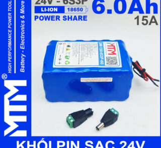 Gia Ban Pin 24V 6Ah 15A 6S2P 18650 MTM 6000mah