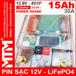 Pin Sat LiFePo4 12V 4S 15Ah 30A Co Bao Pin MTM Led Bap Vont Dung Luong