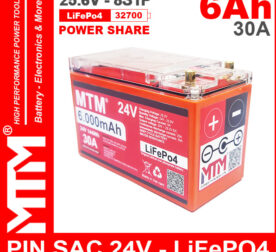 Pin Sat LiFePo4 24V 8S 6Ah 30A MTM