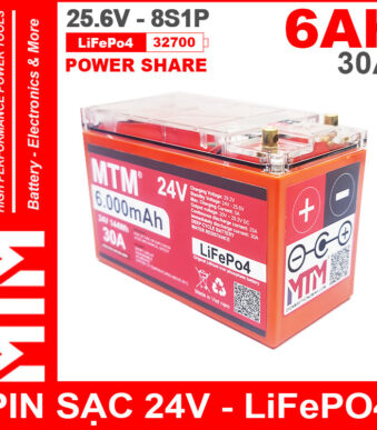 Pin Sat LiFePo4 24V 8S 6Ah 30A MTM