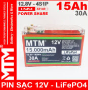 Box Pin Sat LiFePo4 12V 4S 15Ah 30A Co Bao Pin MTM Chong Nuoc