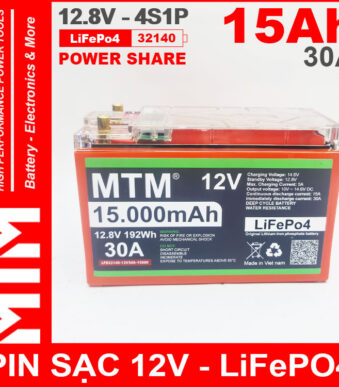Box Pin Sat LiFePo4 12V 4S 15Ah 30A Co Bao Pin MTM Chong Nuoc