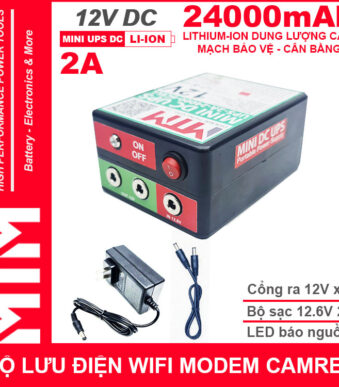 Bo Nguon Dien Du Phong Wifi Modem Camera 12V 2A 24000mah