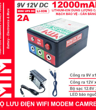 Bo Nguon Dien Du Phong Wifi Modem Camera 9v12V 2A 12000mah