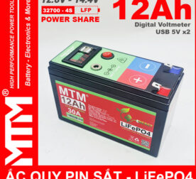Binh Ac Quy Pin Sat 12V8 USB 12Ah 30A MTM