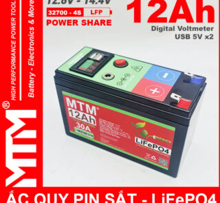Binh Ac Quy Pin Sat 12V8 USB 12Ah 30A MTM