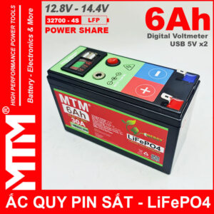 Binh Ac Quy Pin Sat 12V8 USB 6Ah 30A MTM
