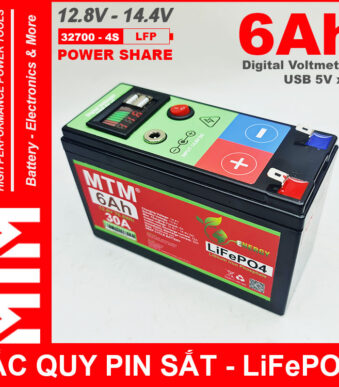 Binh Ac Quy Pin Sat 12V8 USB 6Ah 30A MTM