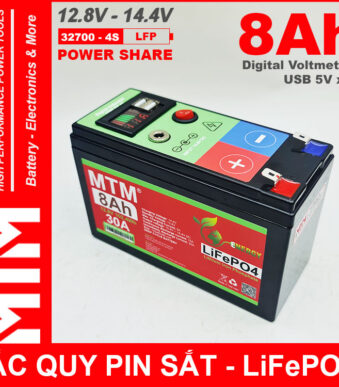 Binh Ac Quy Pin Sat 12V8 USB 8Ah 30A MTM