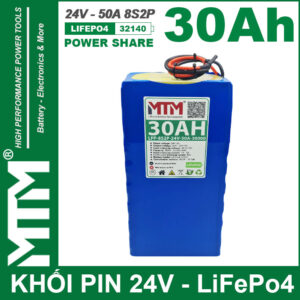 Chuyen Dong Cac Loai Pin 24V 30Ah 50A Pin Sat LiFepo4 32140 4S2P MTM