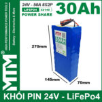 Kich Thuoc Khoi Pin 24V 30Ah 50A Pin Sat LiFepo4 32140 4S2P MTM