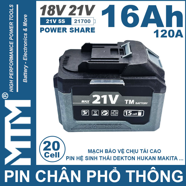 Chuyen Ban Pin Chan Pho Thong 21V 120A Led 2 Hong Cell 21700 16Ah 20cell