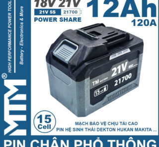 Dong Pin Chan Pho Thong 21V 120A Led 2 Hong Cell 21700 12Ah 15cell