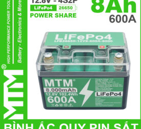 Ac Quy Pin Sat 8Ah 600A 4S2P Cell Pin Sat 26650 YT4 Nap Trong