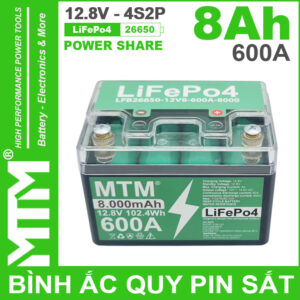 Ac Quy Pin Sat 8Ah 600A 4S2P Cell Pin Sat 26650 YT4 Nap Trong