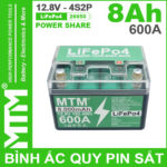 Binh Ac Quy Pin Sat 8Ah 600A 4S2P Cell Pin Sat 26650 YT4 Nap Trong