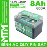 Binh Ac Quy Pin Sat 8Ah 600A 4S2P Cell Pin Sat 26650 YT4 Nap Trong Chinh Hang