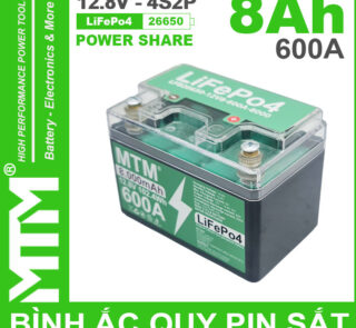 Binh Ac Quy Pin Sat 8Ah 600A 4S2P Cell Pin Sat 26650 YT4 Nap Trong Chinh Hang