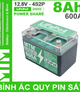 Binh Ac Quy Pin Sat 8Ah 600A 4S2P Cell Pin Sat 26650 YT4 Nap Trong Chinh Hang