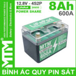 Gia Binh Ac Quy Pin Sat 8Ah 600A 4S2P Cell Pin Sat 26650 YT4 Nap Trong